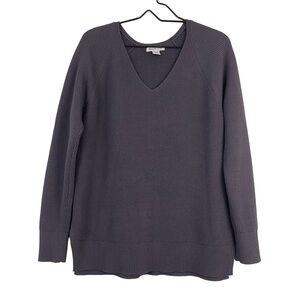 Athleta Hanover Refined V-Neck Sweater Merino Wool Blend M Purple Comfy Relaxed